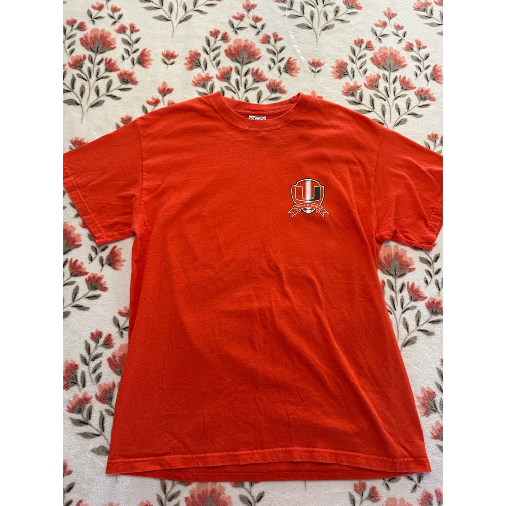 M&O Knits Miami Orange Bowl 1937-2007 T-Shirt Mens Medium Orange Graphic Tee